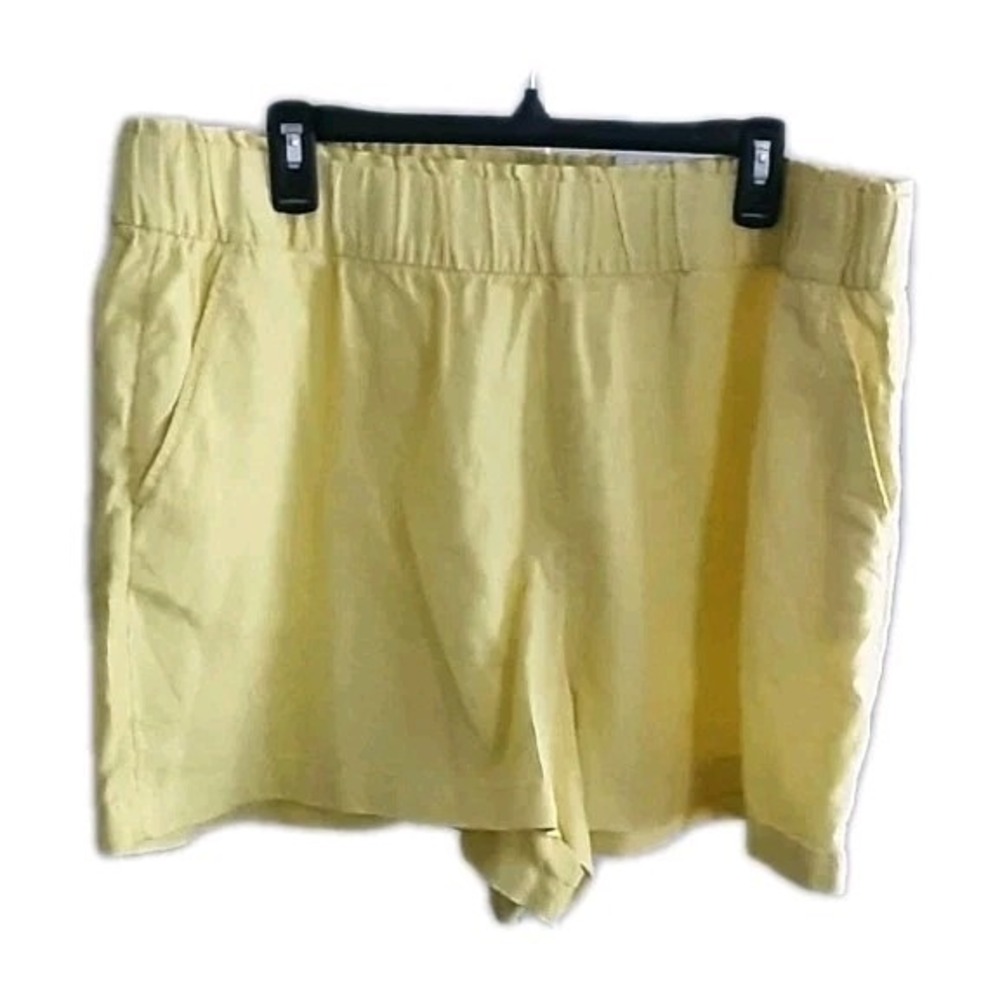 Sonoma High Rise Linen Ruched Elastic Waist Shorts Yellow Size: XXLarge